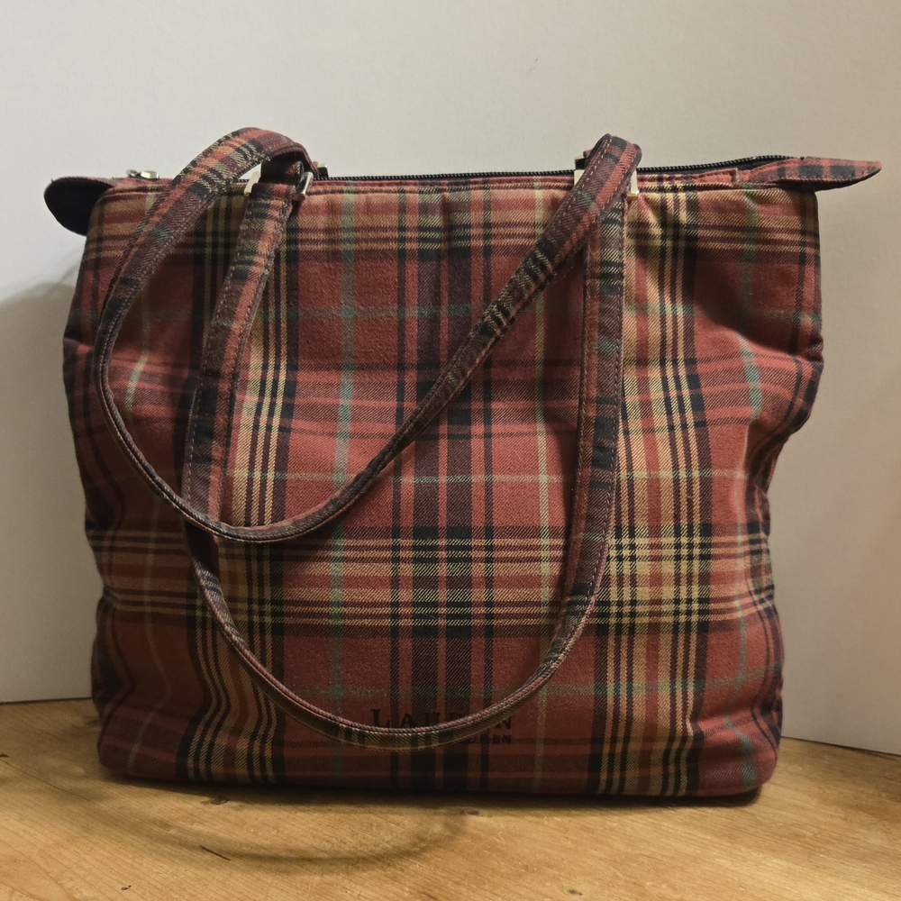 Ralph Lauren Plaid Purse - Red and Brown